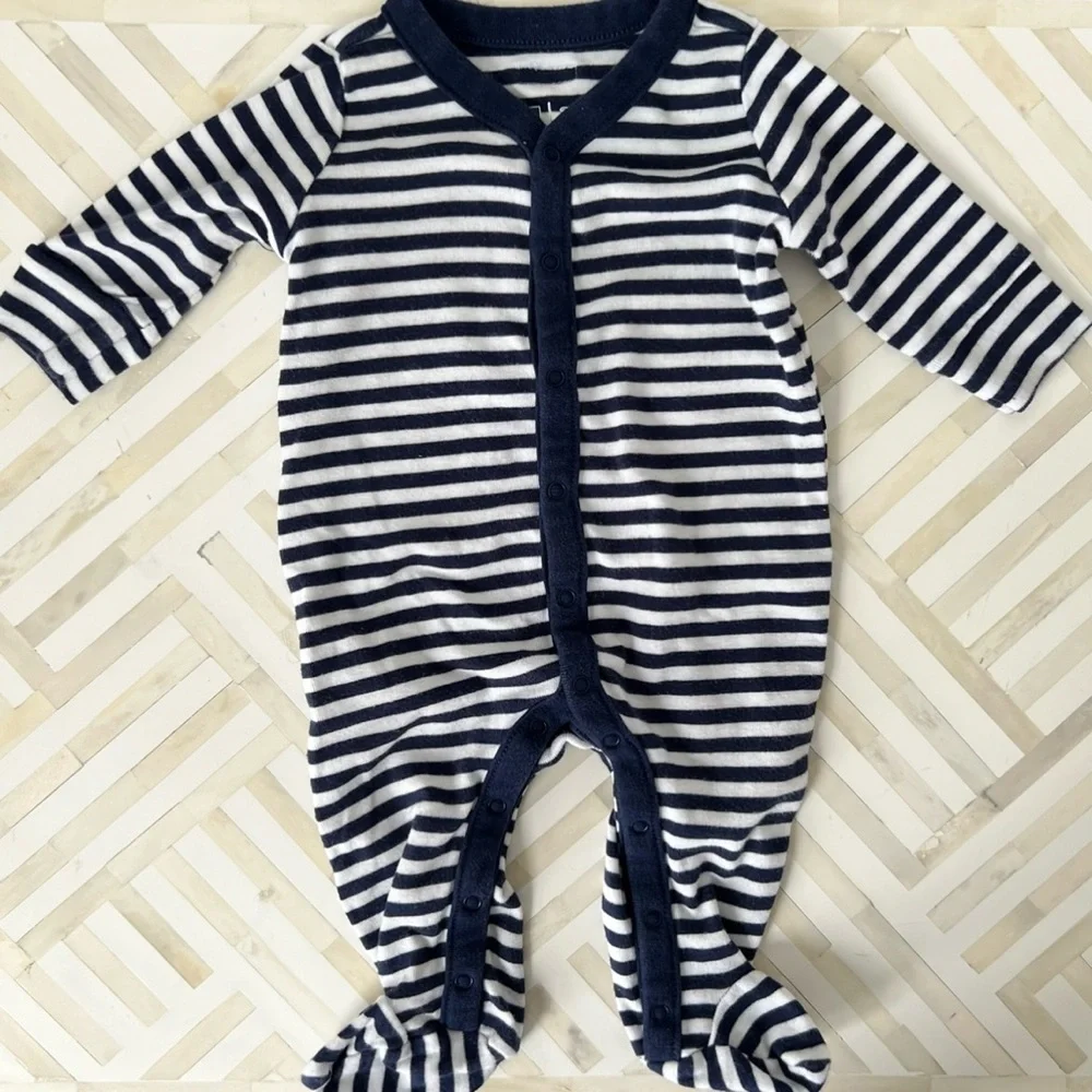 GAP Baby Navy Striped Cotton Footie, 0-3mo